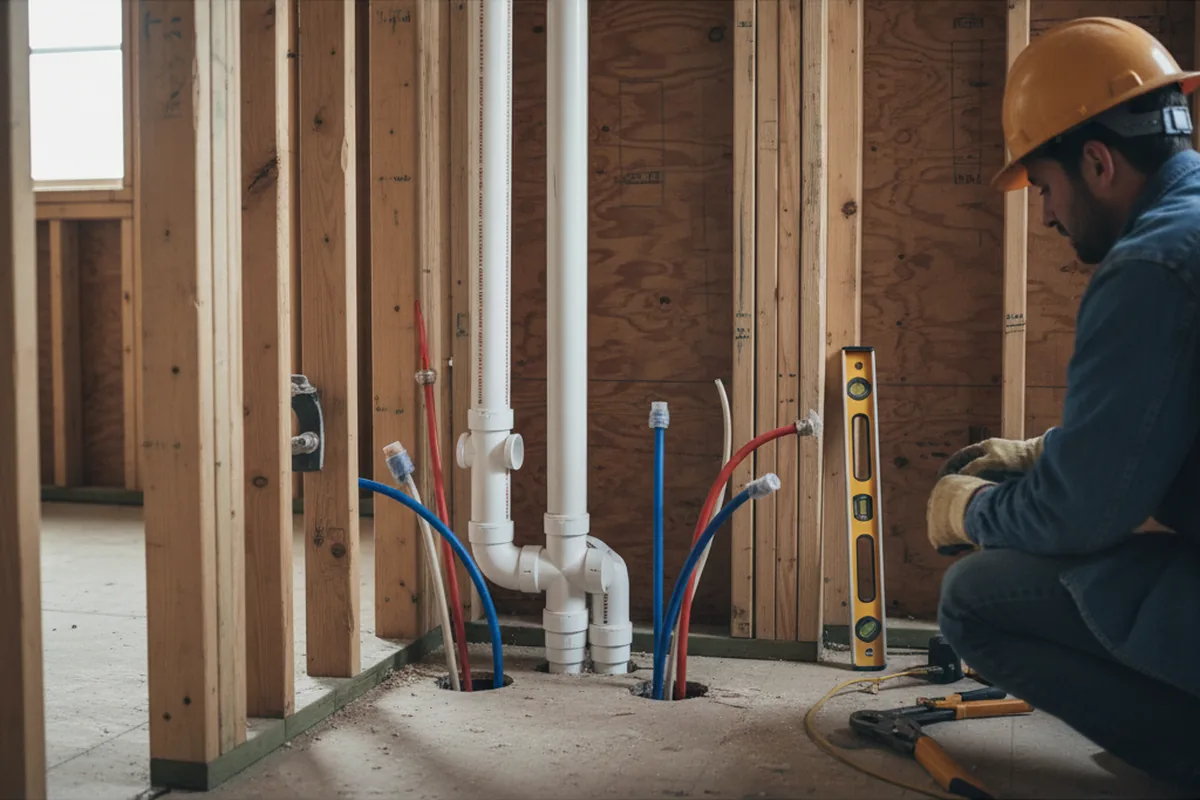 Drain and supply rough-in during Drain Cleaning in Kittery